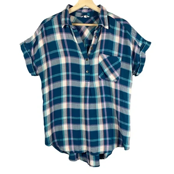 Sonoma Women’s Modal Short Sleeve V Neck Pullover Sleep Shirt Blue Size Medium - Picture 1 of 7